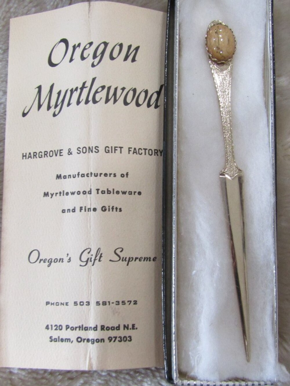 Vintage NIB Oregon Myrtlewood Letter Opener